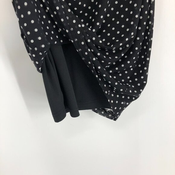 Le Chateau Black white Polka Dot short sleeve ruched NWT Dress Size Large - Picture 14 of 16